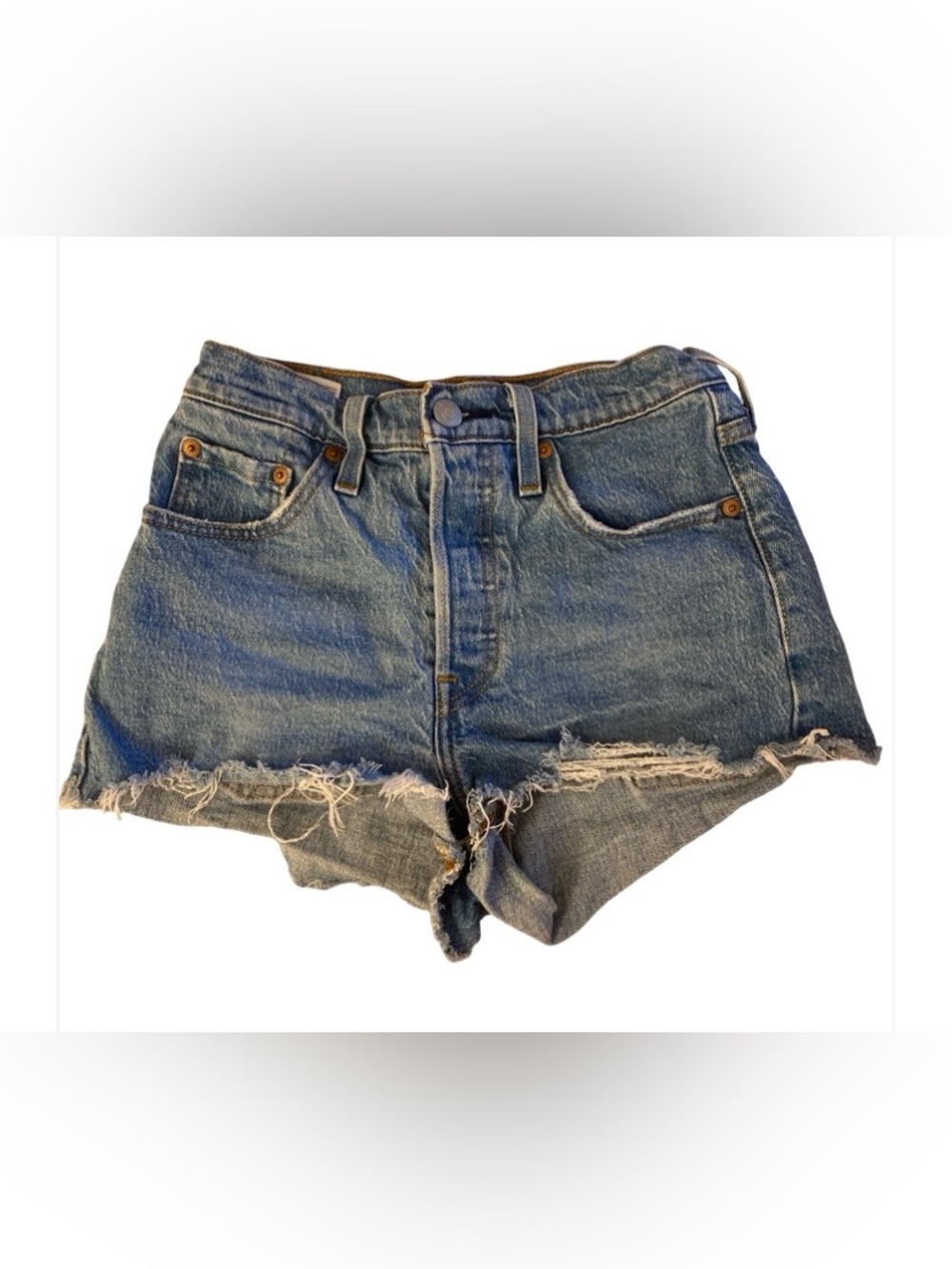 Levi's Frayed High-Rise Denim Cutoff Shorts - Blue